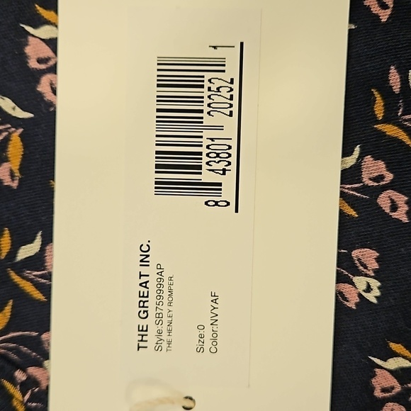 💕THE GREAT💕 The Henley Romper ~ Navy Apron Floral Size 0 XS NWT - Picture 15 of 16